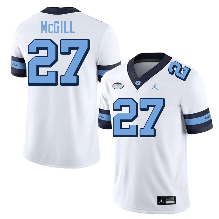#27 Jaylen McGill North Carolina Tar Heels College Football Jersey Stitched-Retro White